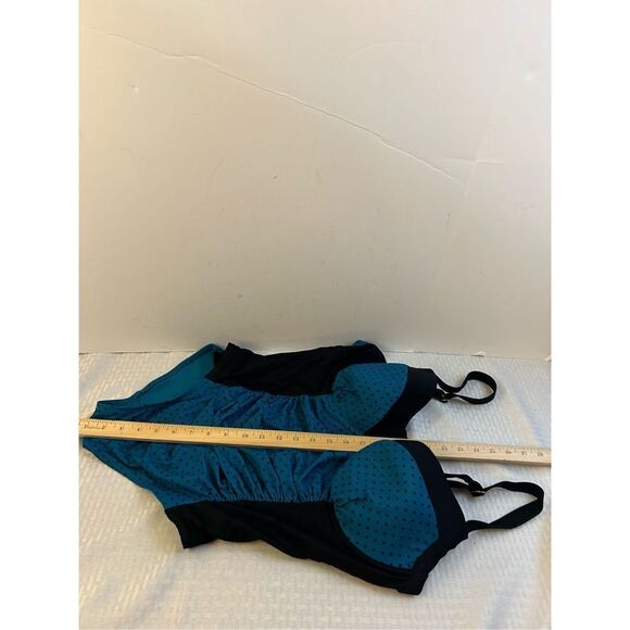 Terra & Sky bathing suit 1x (16-18w) rn52469 turquoise and black dots underwire - Picture 6 of 7
